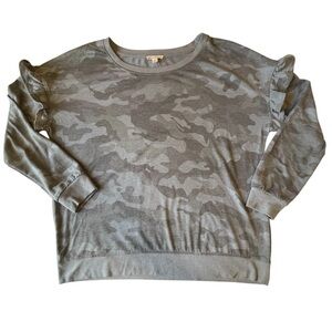 Jane and Delancey Gray Camouflage Patterned Sweatshirt Sz L